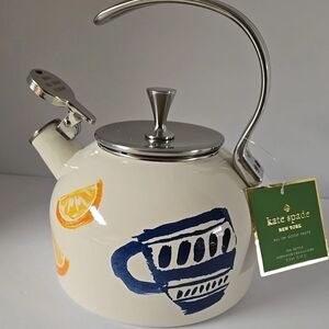 NWT Lenox X Kate Spade Teapot LEMON Cherry Whistle Teapot Coffee Pot Brand NIB